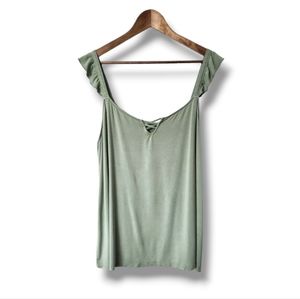 Torrid Super Soft Sage Green Lattice Ruffled Tank Top  | 3X